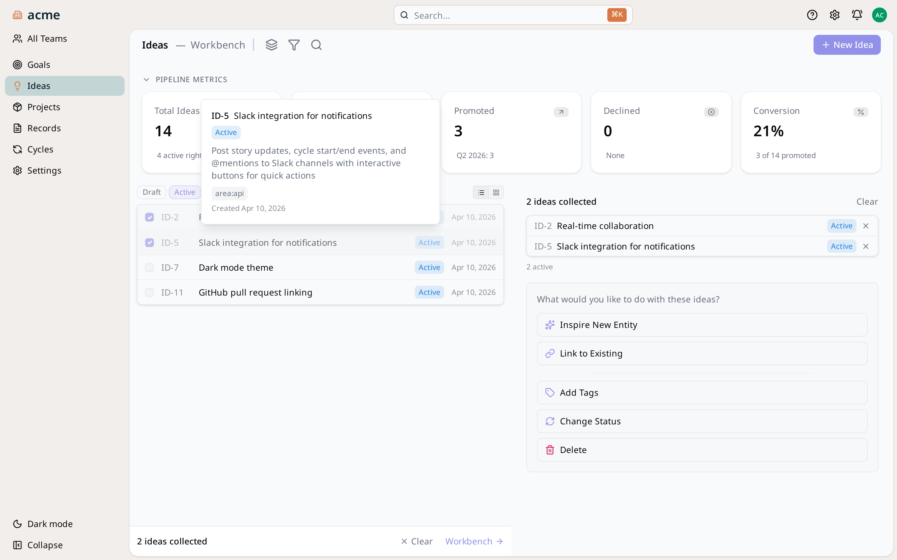Saga PM Ideas Workbench